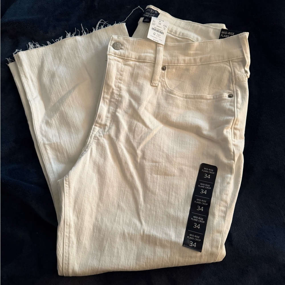 JCrew Factory NWT mid rise flare crop white size 34